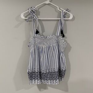 Old Navy Navy and White Striped Blouse